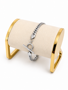 Pulsera Cubana Mediana Top Plateado