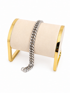 Pulsera Cubana Robusta Plana Plateado