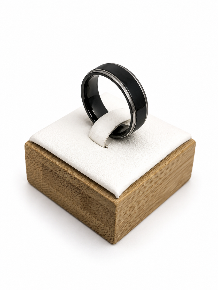 Anillo Mix Ébano Plateado