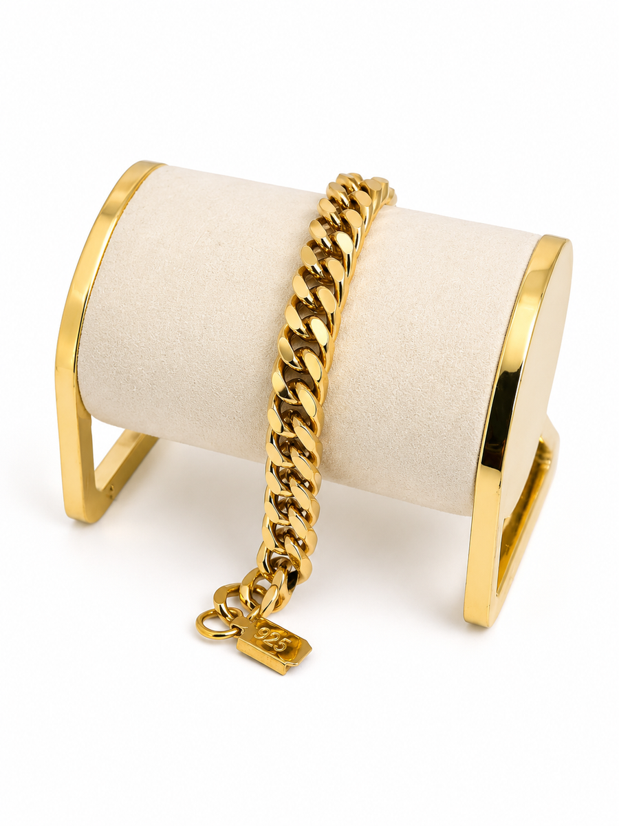 Pulsera Cubana Robusta Plana Dorado